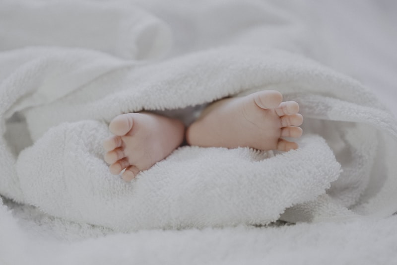 A newborn baby wrapped in a soft blanket resting peacefully